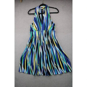 Calvin Klein Halter Style Dress-Built in Bra-Empire Waist-Full Skirt-Small